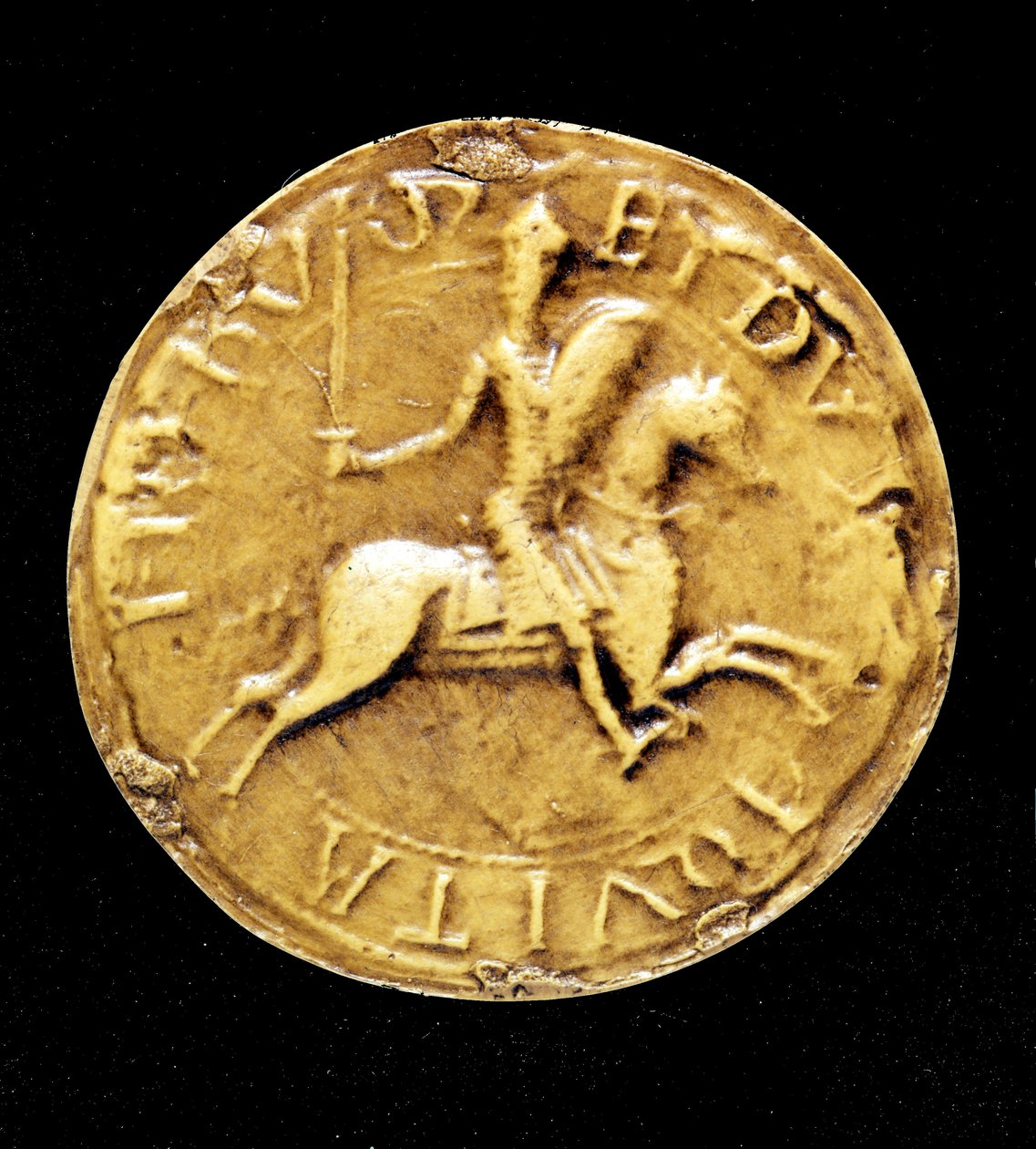 Protipečeť Ludvíka VII. (1120 - 1180) z Francie, zastupující ho na koni. od Unknown artist