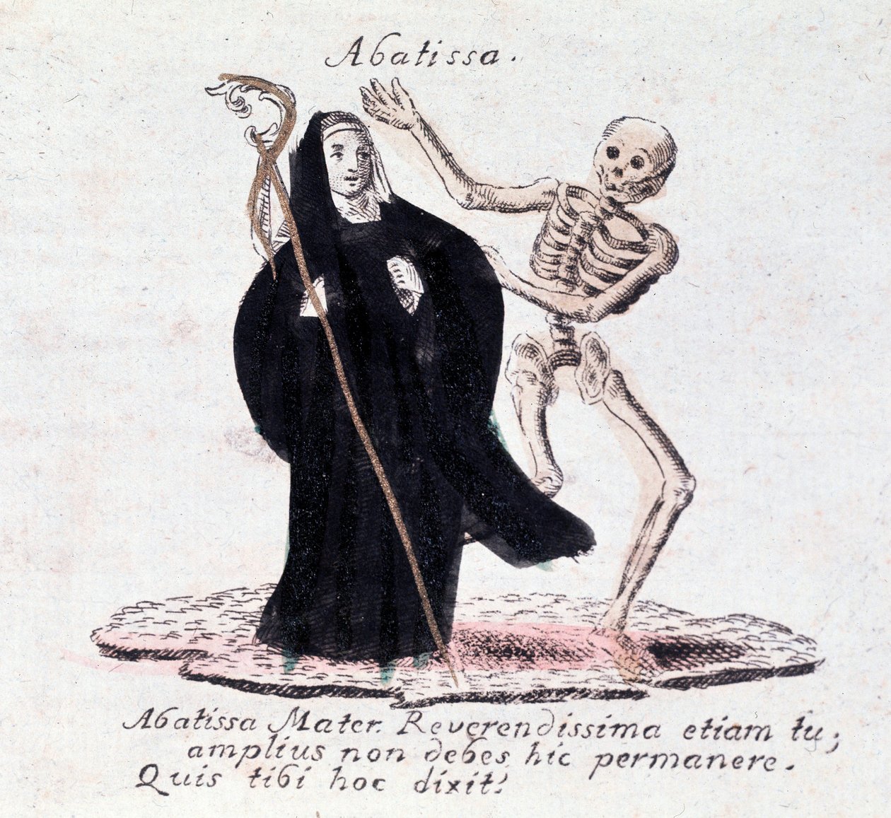 Tanec smrti, abatyše a kostry (Tisk) od Unknown artist