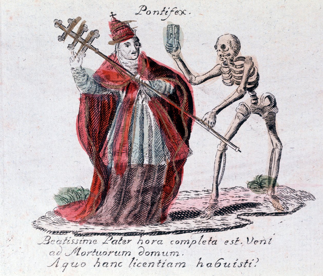 Tanec smrti, papeže a kostry (tisk) od Unknown artist
