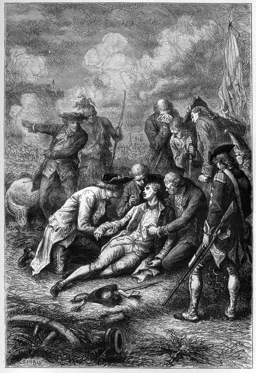 Smrt Jamese Wolfea (1727-1759) na pláních Abrahama v Quebecu od Unknown artist