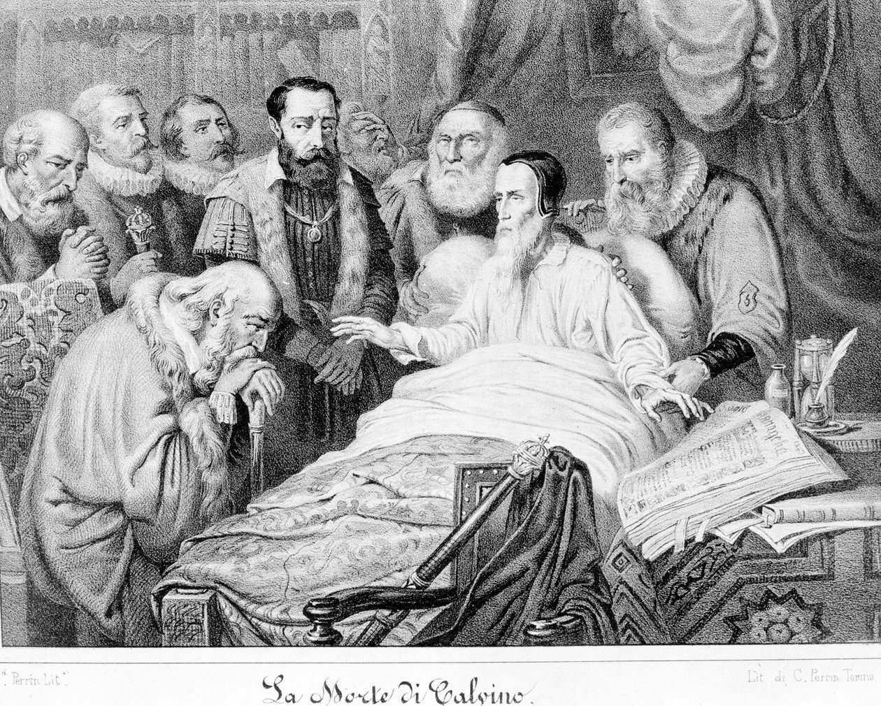 Smrt Jeana Calvina (1509 - 1564). od Unknown artist