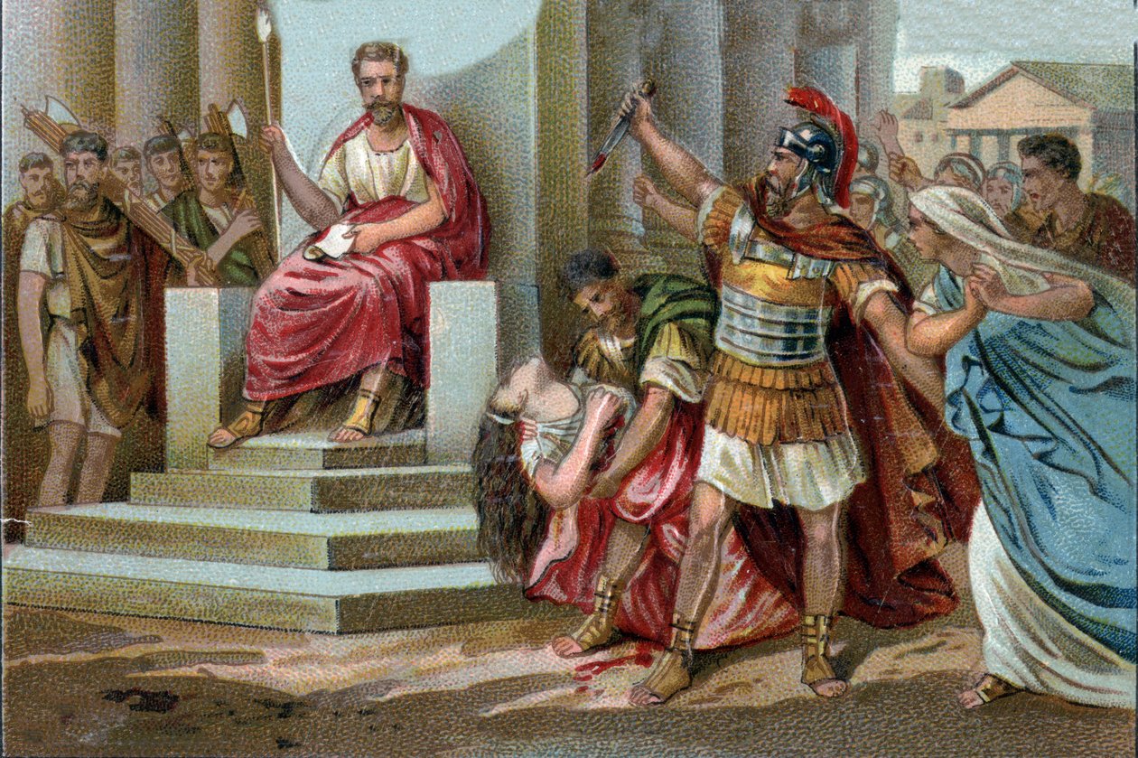 Smrt Virginie V roce 449 př. n. l. si Appius Claudius, decemvir v rámci Římské republiky, nárokuje Virginii (Verginia), dceru setníka Virginia (Verginia), do které je zamilovaný, jako jeho otrok. Zneužije své moci a přiměje ji zastavit. Decemvir c od Unknown artist