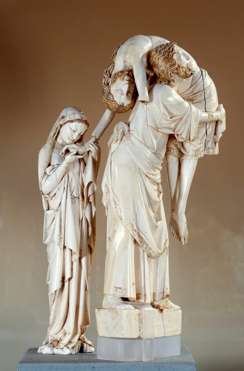 Sestup kříže: Kristus nese svatý Jan, panenská skupina vyřezaná ze slonoviny. Konec 13. století. Paříž, muzeum Louvre od Unknown artist