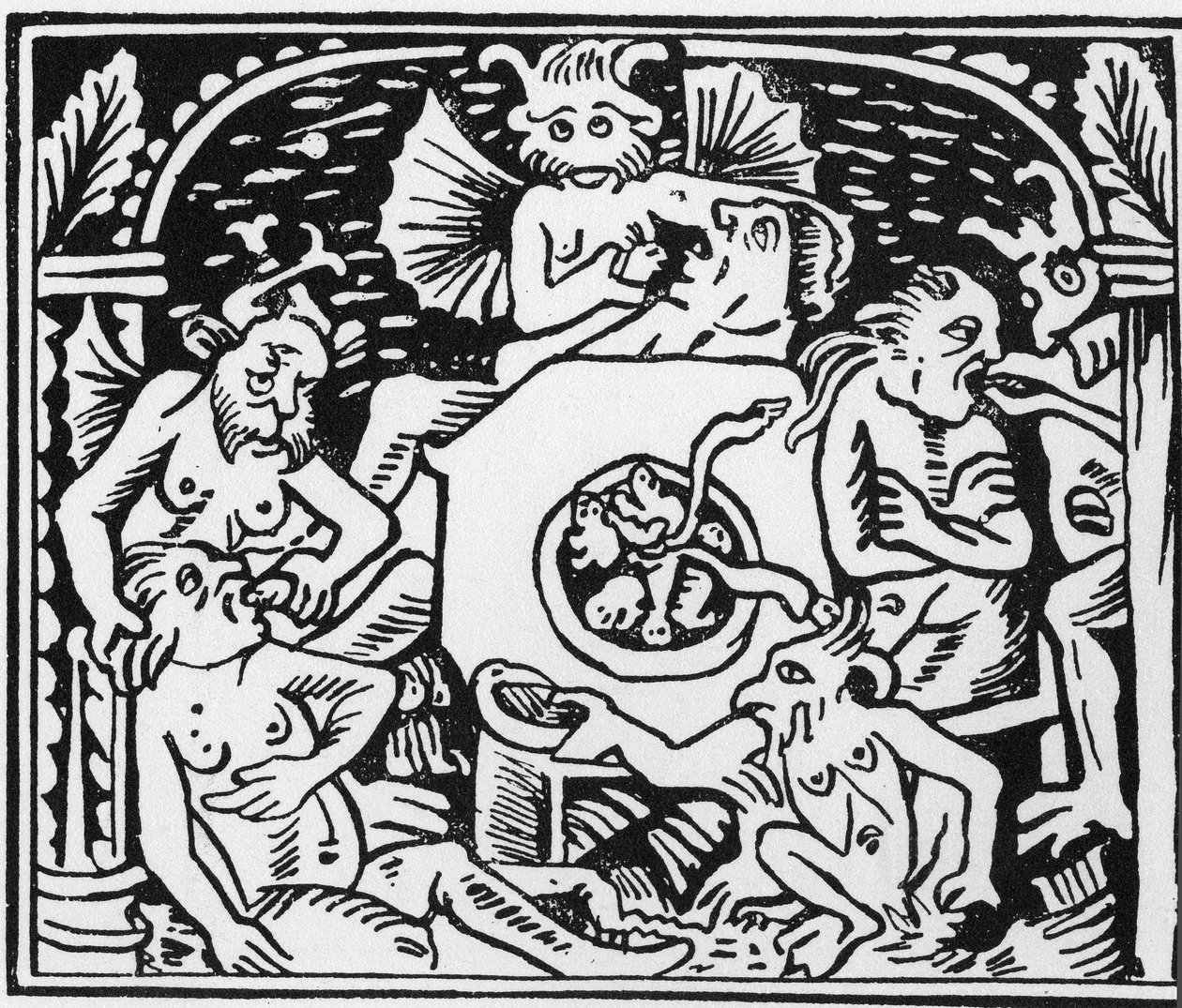 Ďáblovi mučitelé nutí žrouty ropuchy a hady – „“ Grand Calendrier et Compost des Bergers“, Lyon od Unknown artist