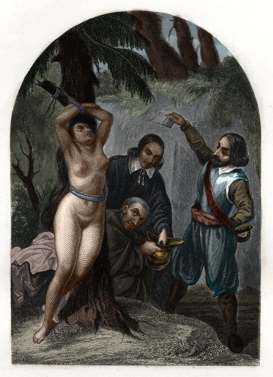 Dragonnády v Cevennes za Ludvíka XIV. (1643-1715), pronásledování protestantů. Rytina z roku 1842 v „Histoire des Popes““ od Maurice Lachatre. Soukromá sbírka. od Unknown artist