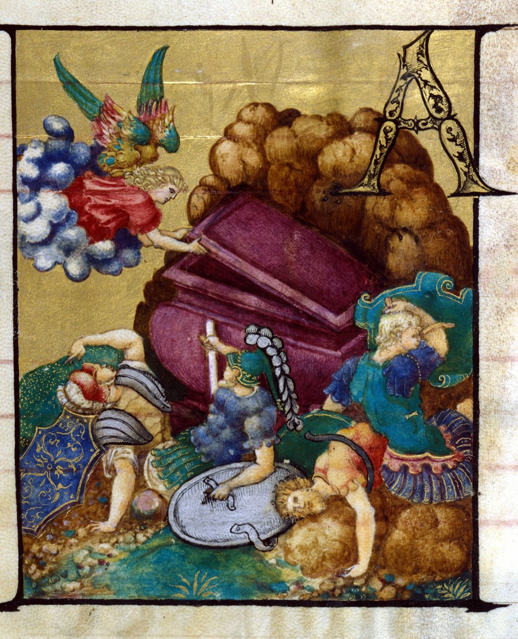 Prázdný hrob. Miniatura v chóru z 15. století, Kostel Korunované Panny z Lodi. od Unknown artist