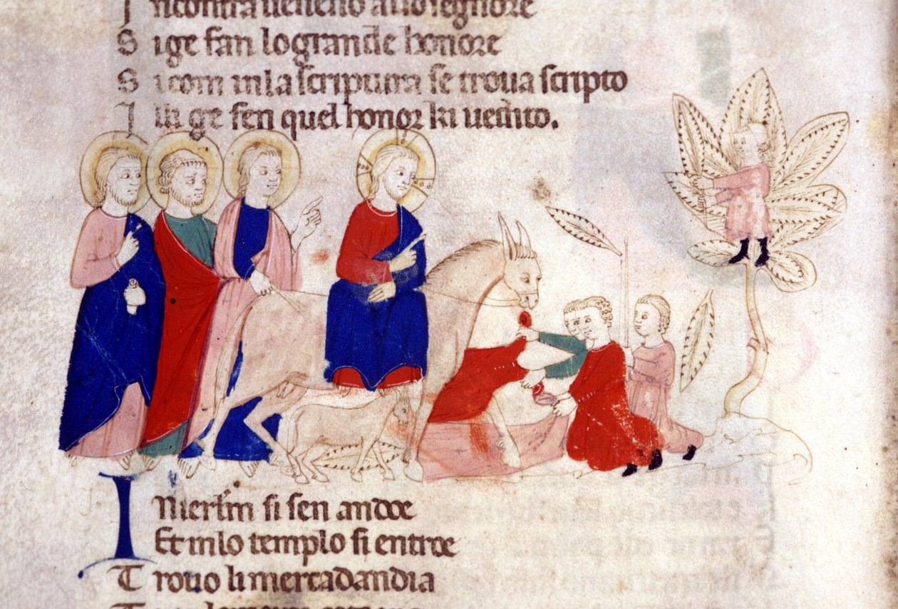 Kristův vstup do Jeruzaléma. Miniatura ze 14. století. od Unknown artist