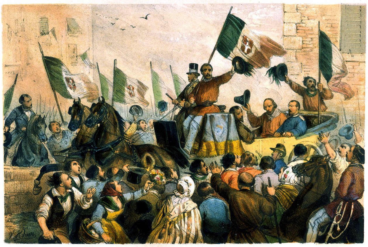 Vjezd Giuseppe Garibaldiho do Neapole 7. října od Unknown artist