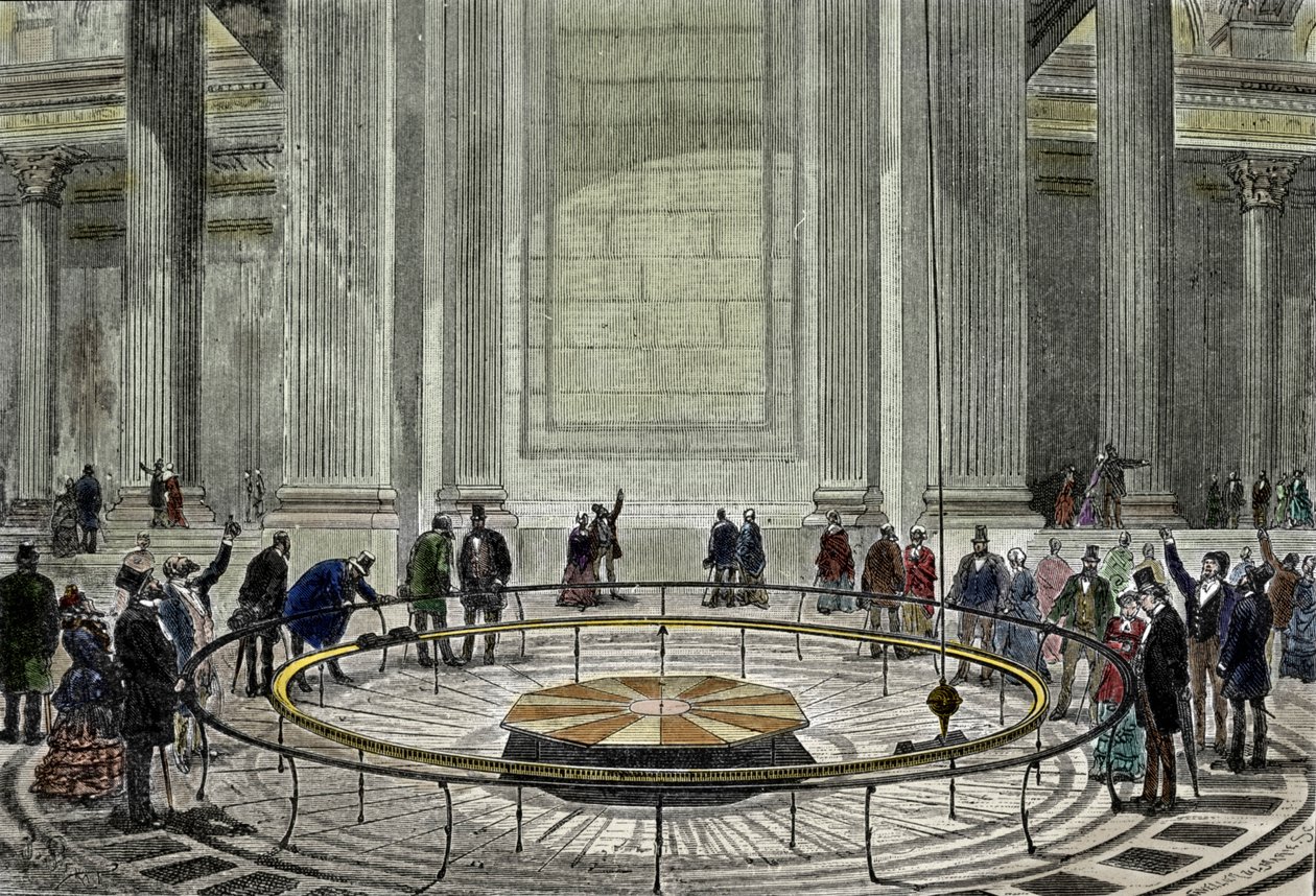 Slavný zážitek z kyvadla od Leona Foucaulta v roce 1851 demonstrující rotaci Země v Pantheonu v Paříži. od Unknown artist