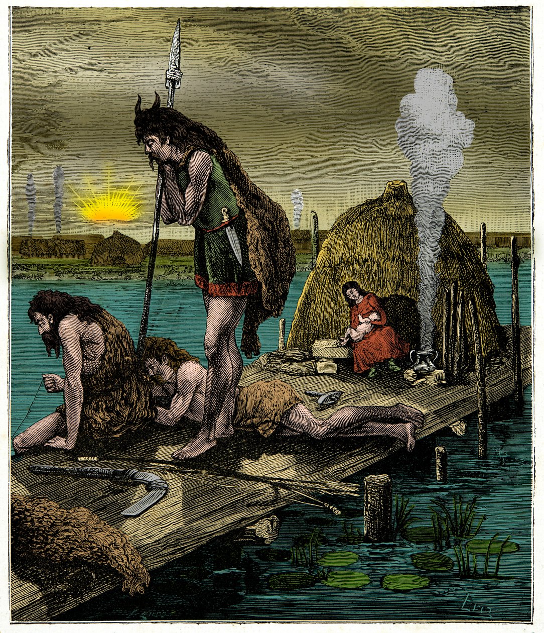 První Pařížané nebo obyvatelé Lutece, Rytina 19. století od Unknown artist