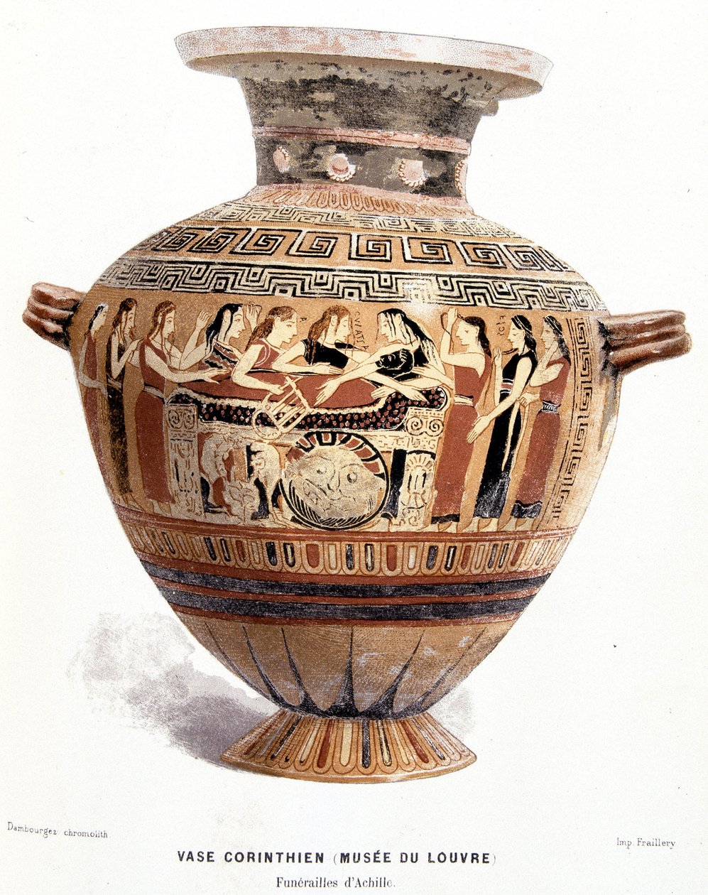 Pohřeb Achilla - korintská váza z muzea Louvre, v „Histoire des Greeks““ od Victora Duruye od Unknown artist
