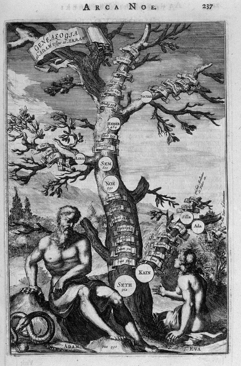 Genealogický strom od Adama po Abrahama - bible od Unknown artist