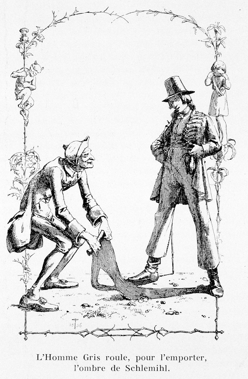 Šedý muž hází, aby vyhrál, stín Schlemihla - v „Úžasném příběhu Pierra Schlemihla“ od Aldeberta Von Chamisso od Unknown artist