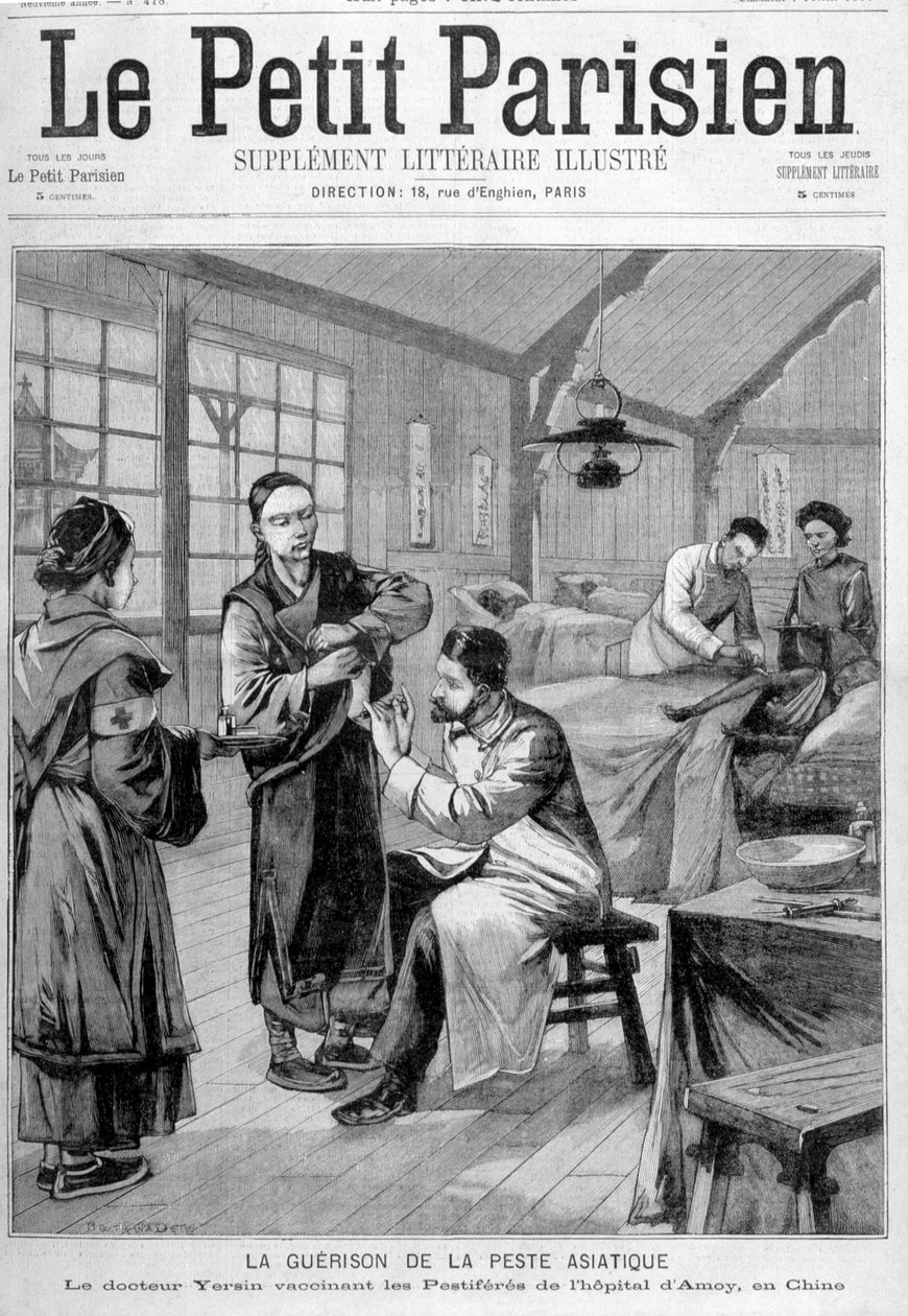 Léčení asijského moru: Dr. Yersin očkuje morová zvířata v nemocnici Amoy v Číně - v „“Le Petite Parisien““ od 7.2.1897 od Unknown artist