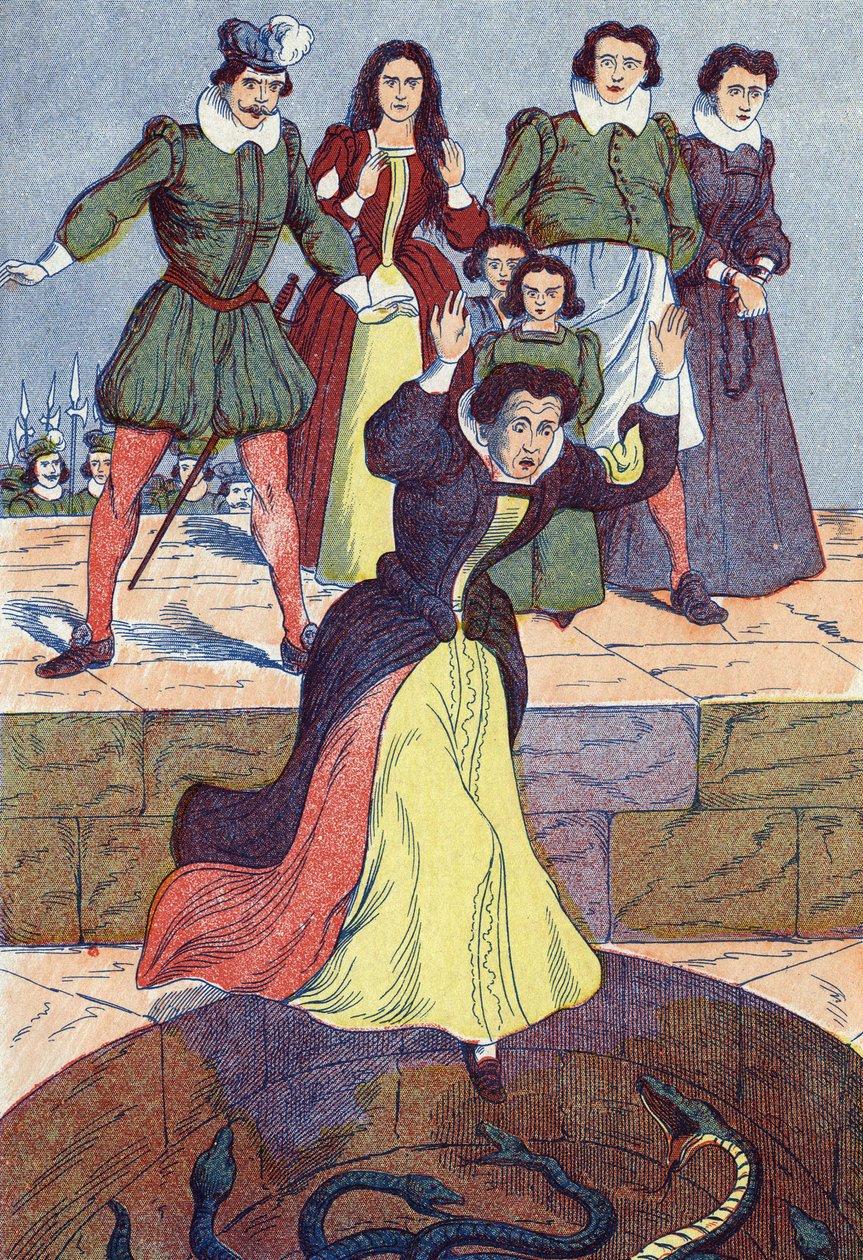 Hrozný zlobr se vrhá do nádrže. Anonymní ilustrace k „La belle au bois dormant“, příběh Charlese Perraulta (1628-1703), francouzského spisovatele. Snímky Marcel Vagne, Jarville Nancy, nedatováno (konec 19. století). od Unknown artist