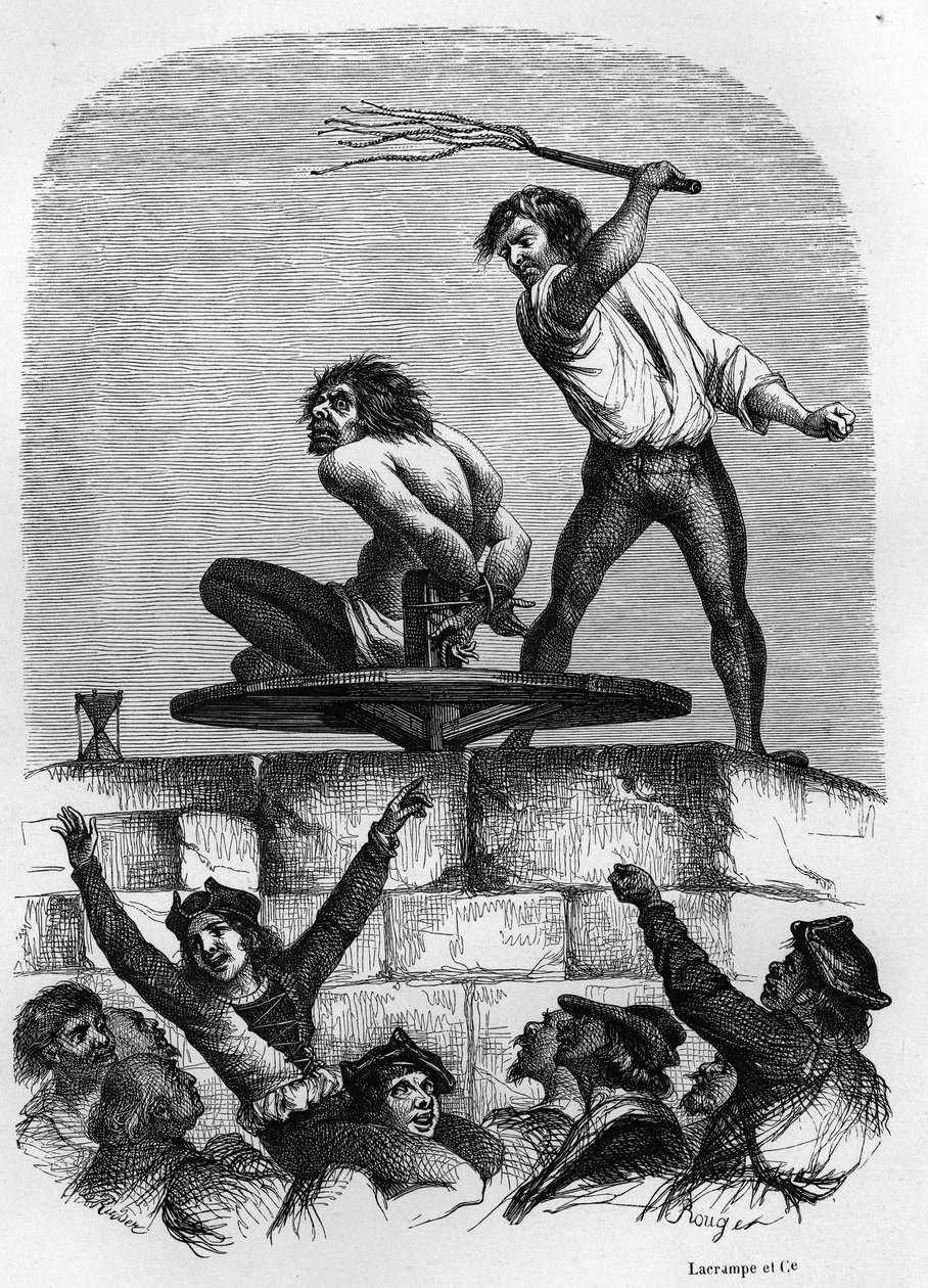 Hrbáč Quasimodo u Pilori. Ilustrace románu Victora Huga „Notre Dame de Paris““ z roku 1844. od Unknown artist