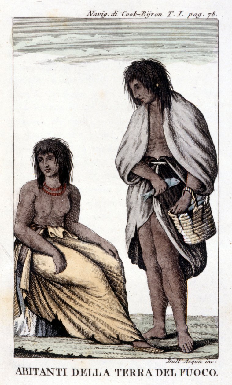 Obyvatelé Ohňové země (Chile). od Unknown artist