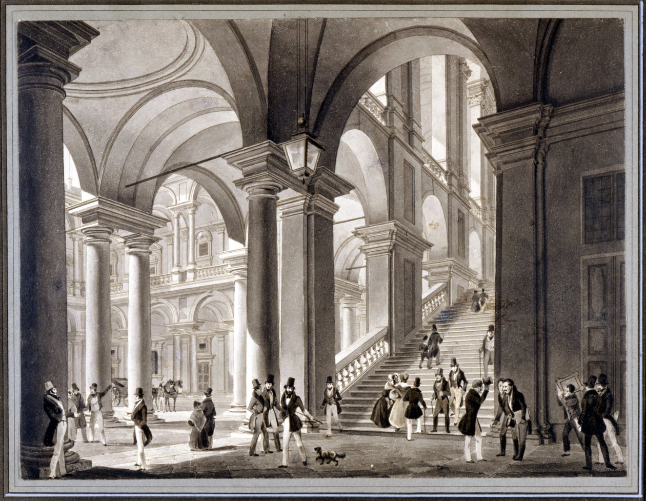 Velké schodiště Brera. Akvatinta od Giovanni Migliary, asi 1820. od Unknown artist