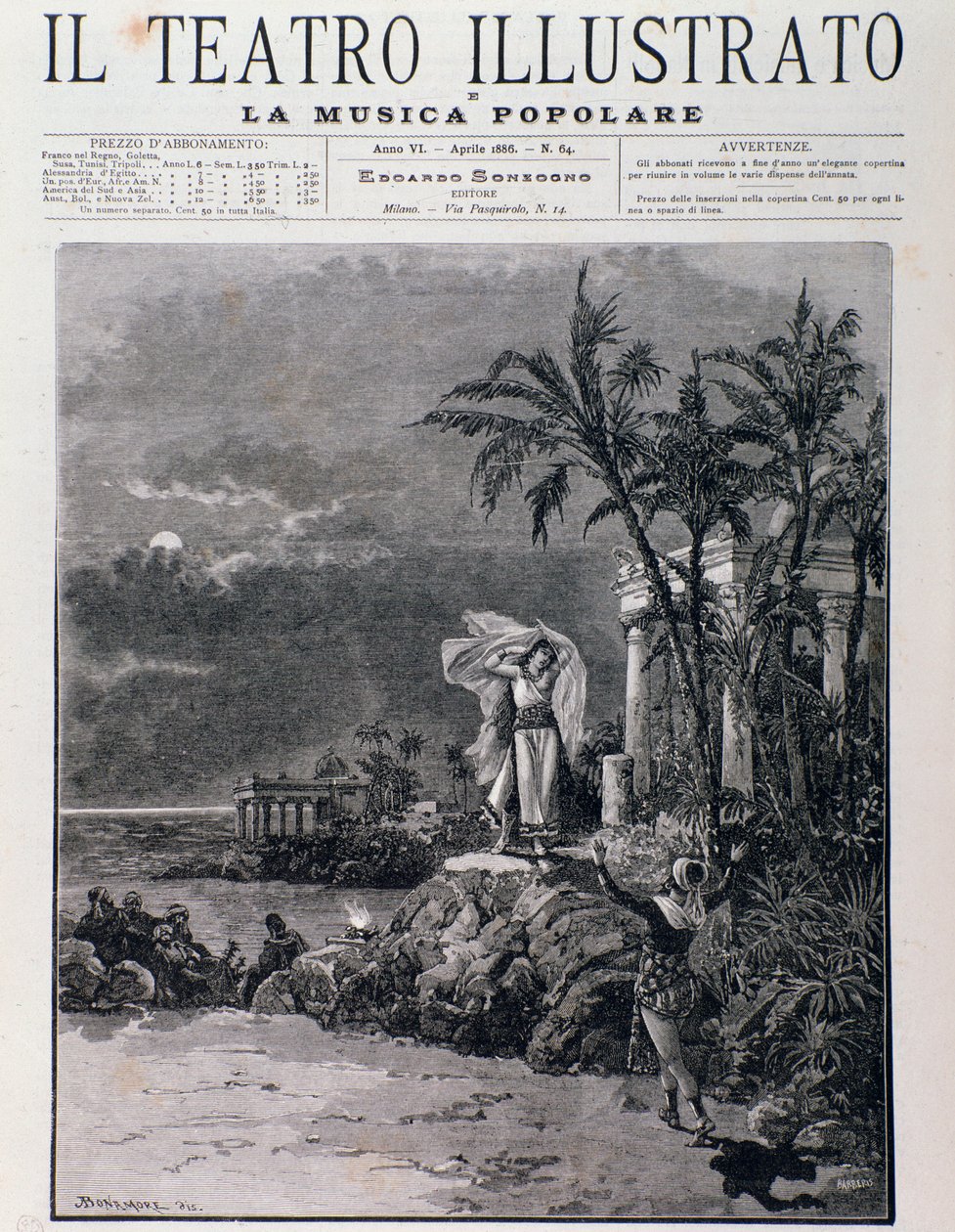 Poslední scéna The Pearl Fishermen, I. dějství, opera Georgese Bizeta od Unknown artist
