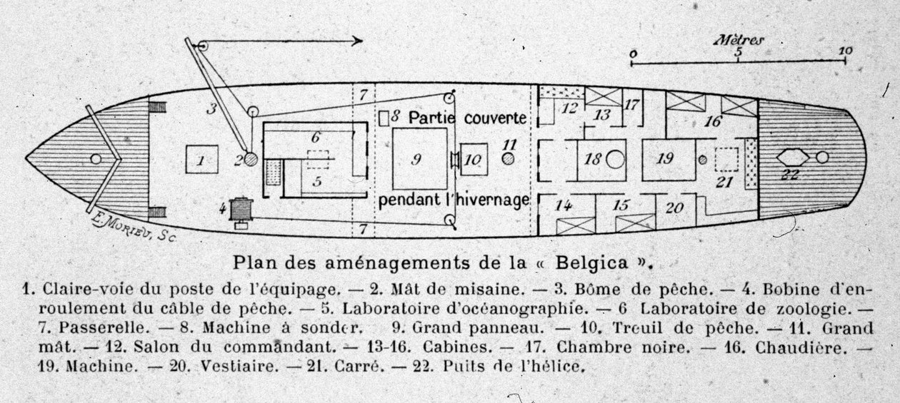 Plán rozložení belgického vědeckého plavidla „“ Belgica““ používaného při antarktických expedicích od Unknown artist