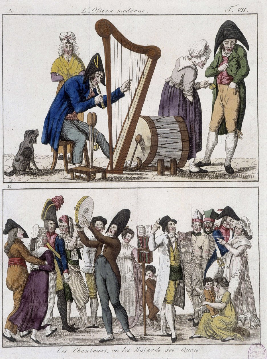 Moderní Ossian (mužský orchestr) a „“Zpěváci nebo hořčice z doků“““ (Muzikanti ulic) - obrázek Epinal od Unknown artist