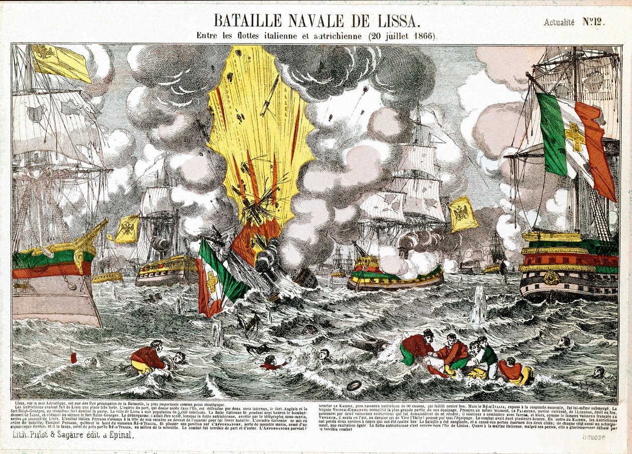 Námořní bitva u Lissa (Jaderské moře), 20. července od Unknown artist