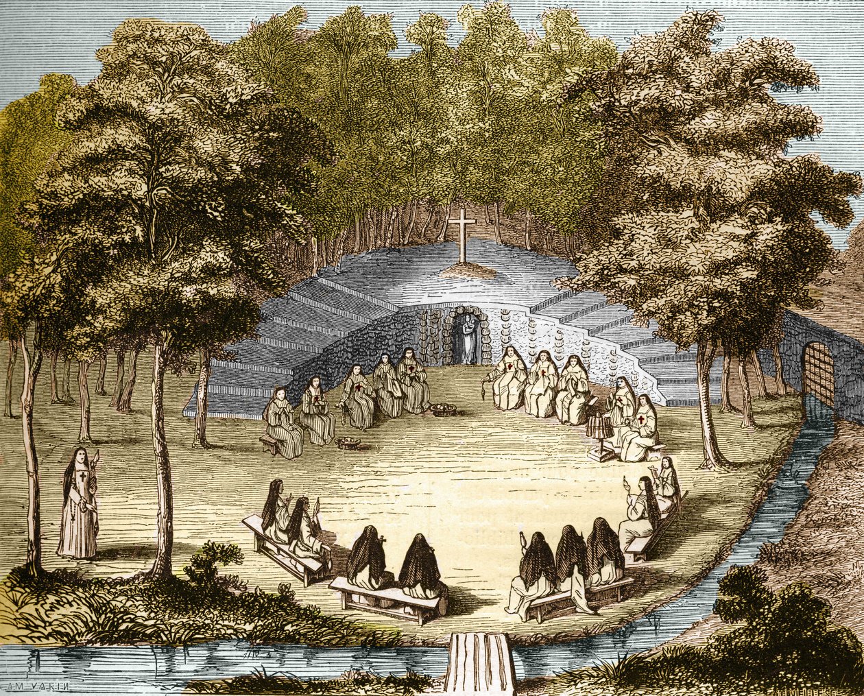 Jeptišky z Port-Royal-des-Champs (Port Royal des Champs) přednášejí o samotě. od Unknown artist