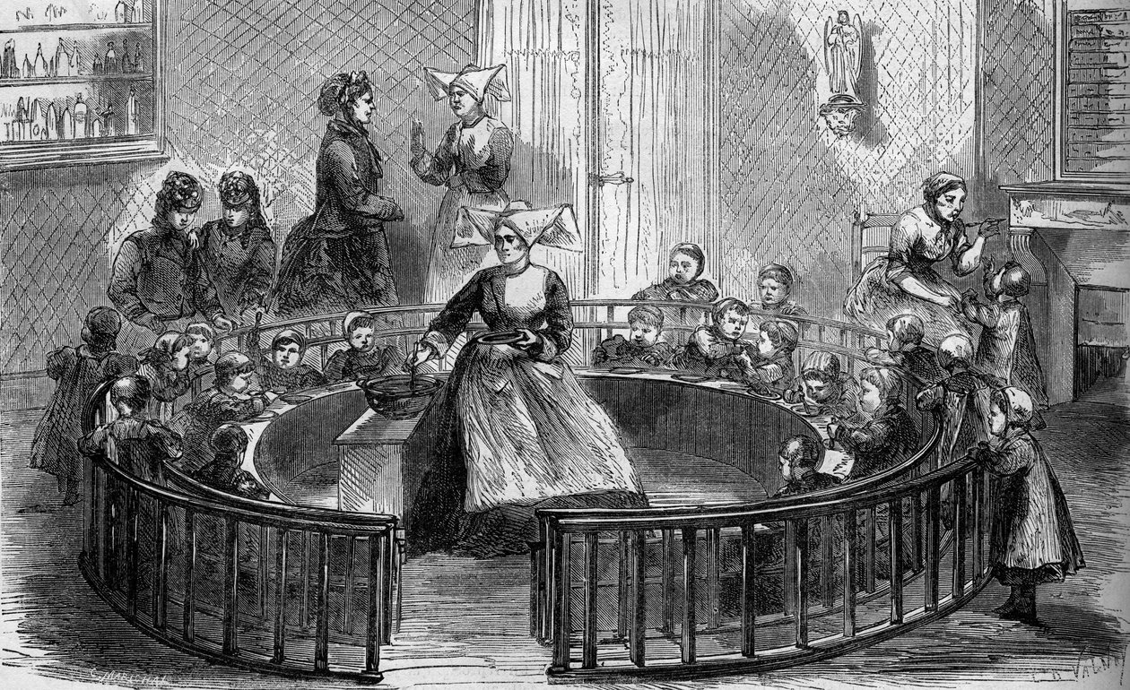 Školka jeslí svatého Eugenia de la rue de Crimee v Paříži v roce 1870. od Unknown artist