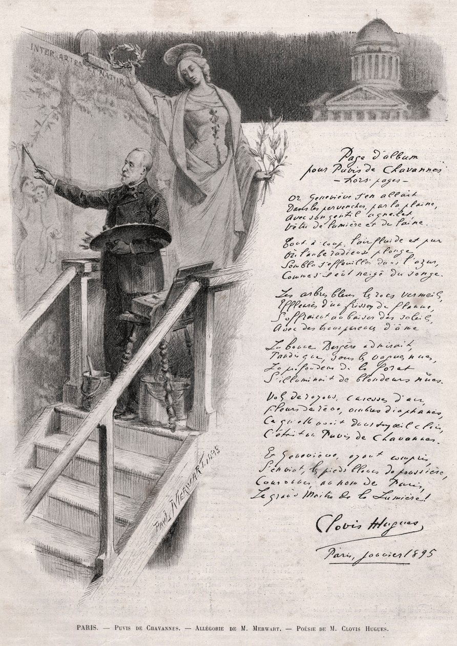 Malíř Puvis de Chavannes (1824-1898) se věnuje malbě - alegorii M. Merwarta s poezií Clovise Huguese od Unknown artist