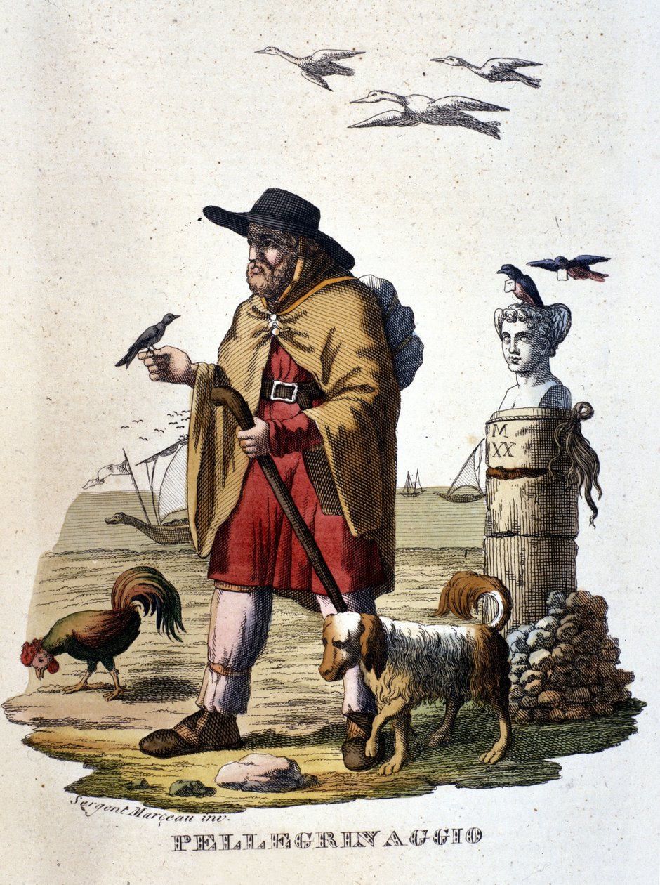 Pouť: poutník na cestě do Santiaga de Compostela. od Unknown artist