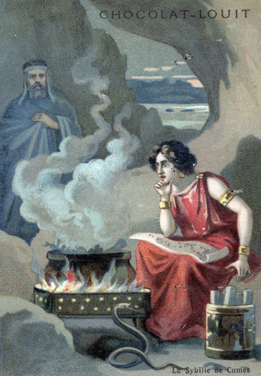 Kněžka Kumejská Sibyla předsedající Apollónově věštírně v Kúmách, řecké kolonii poblíž Neapole v Itálii. od Unknown Artist