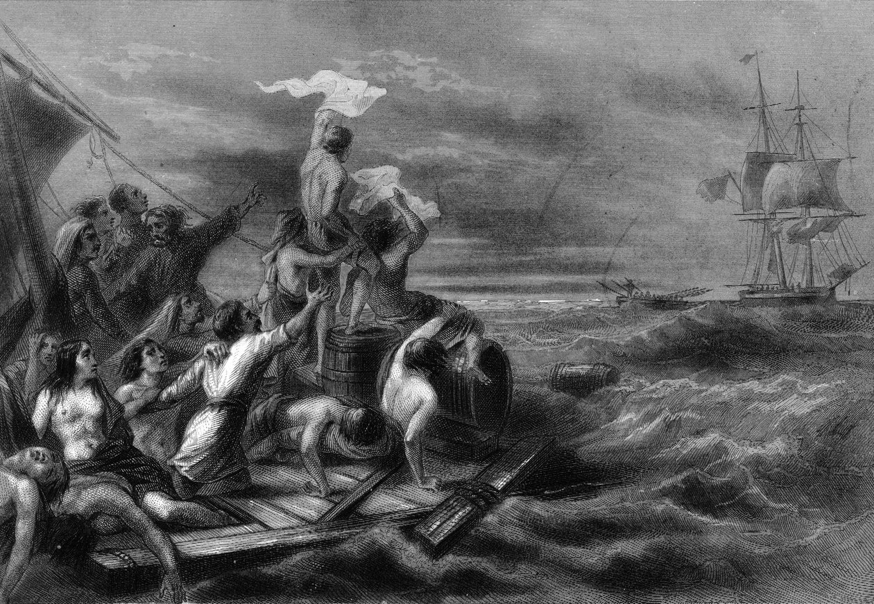 Vor Medúzy viděl na pobřeží Argus. v „Histoire générale de la marine“ od Van Tenaca od Unknown artist