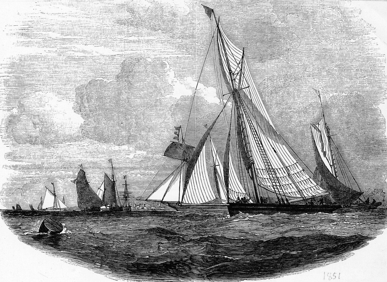 Regaty v Cowes v roce 1851 - rytina, Bibl. des Arts deco. od Unknown artist