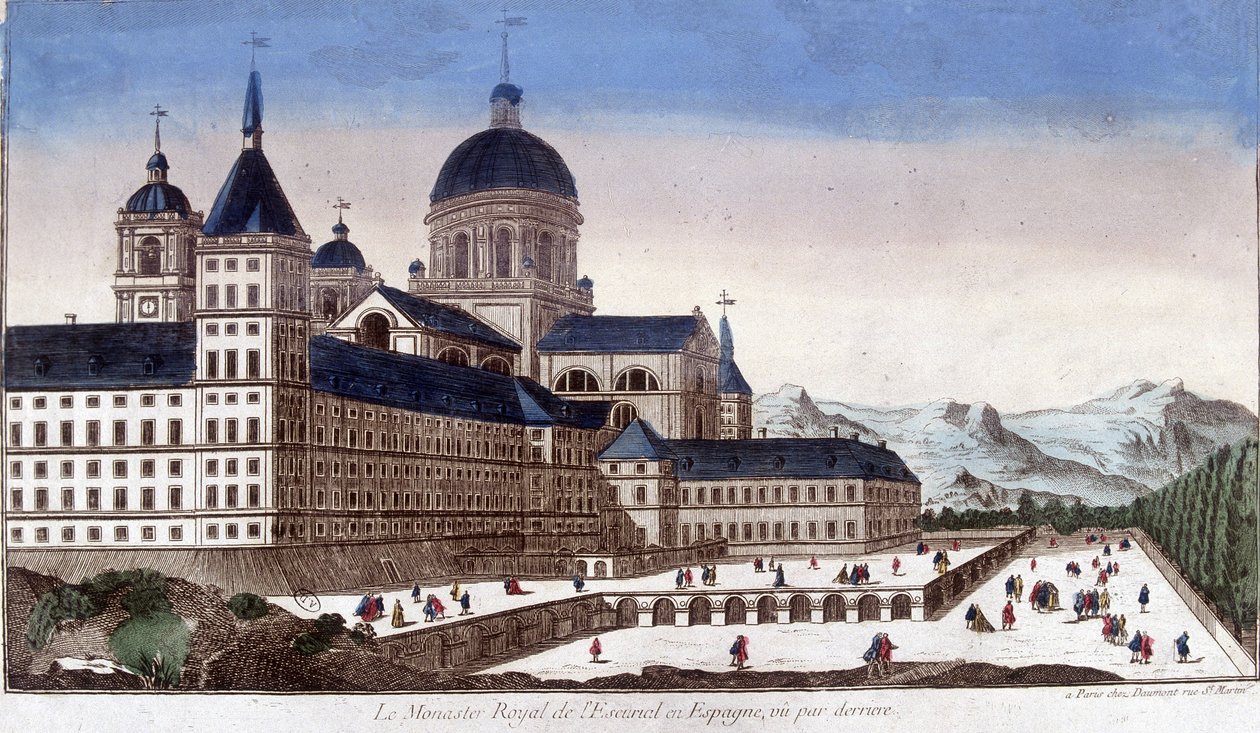 Královský klášter escurial (Escorial) ve Španělsku, při pohledu zezadu. od Unknown artist