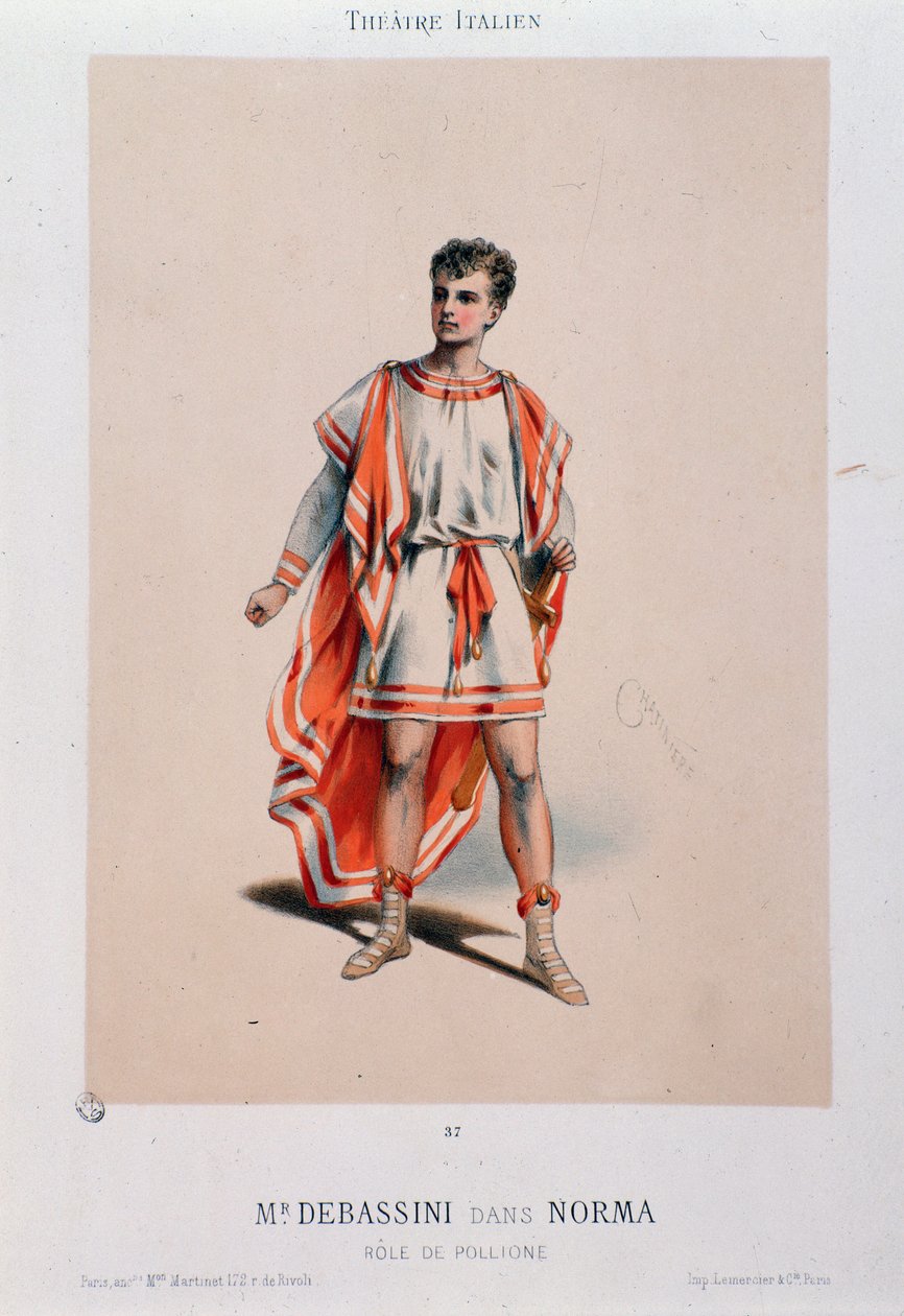 Zpěvák Achille De Bassini v podání Pollioneho v opeře La Norma od Unknown artist