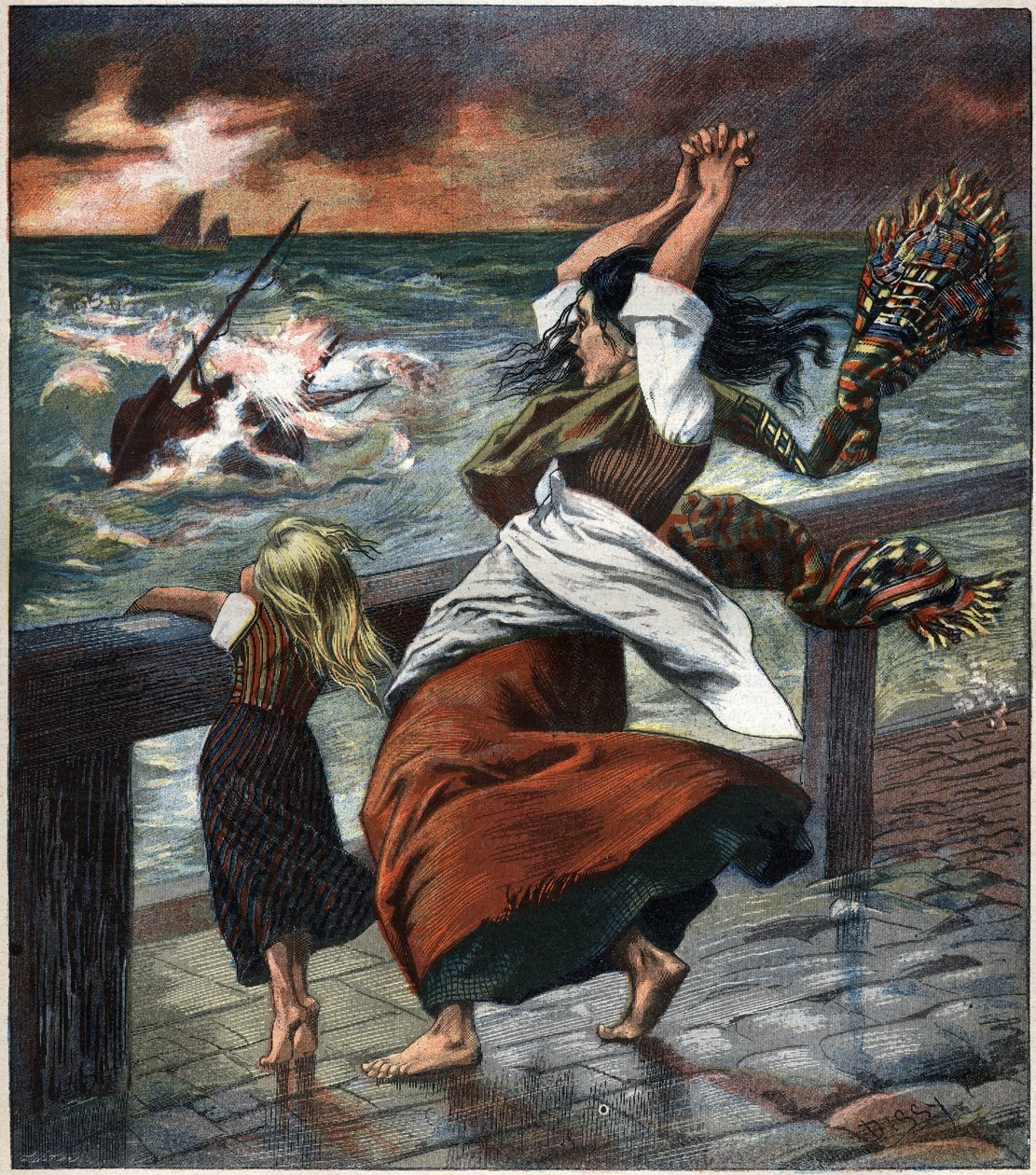 Žena hříšníka. 1892 rytina. od Unknown artist