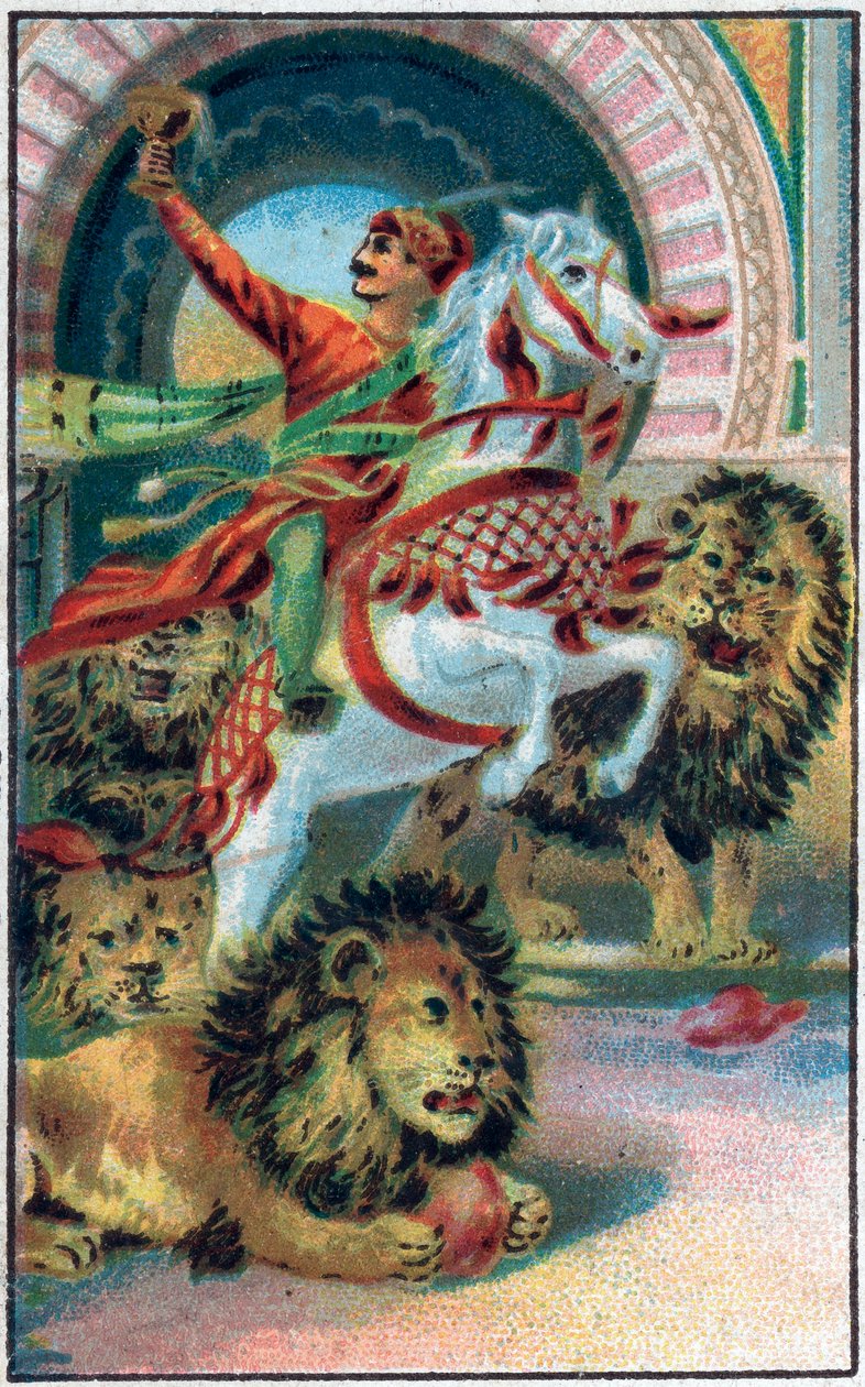 Zdroj lvů. Historie prince Ahmeda a poplatek Paris-Banou (Pari Banou) (Paribanu). Pohádka 1001 nocí (pohádky tisíce a jedné noci). Chromolitografie konce 19. století. od Unknown artist