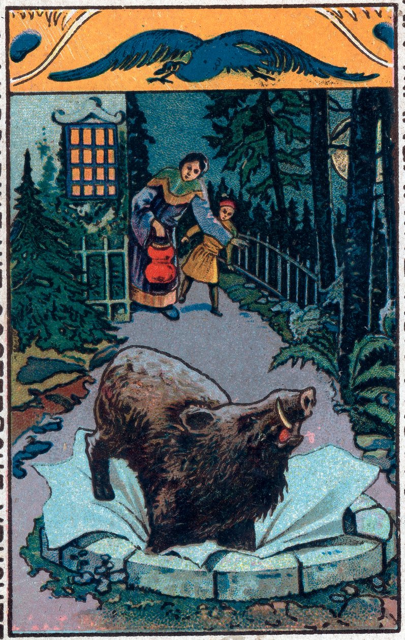 Ten hrozný kanec. Čínská pohádka. Chromolitografie z konce 19. století. od Unknown artist