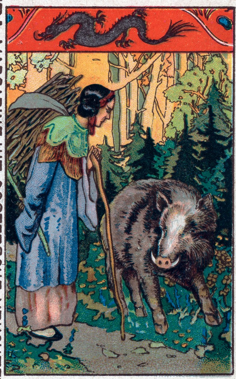 Ten hrozný kanec. Čínská pohádka. Chromolitografie z konce 19. století. od Unknown artist