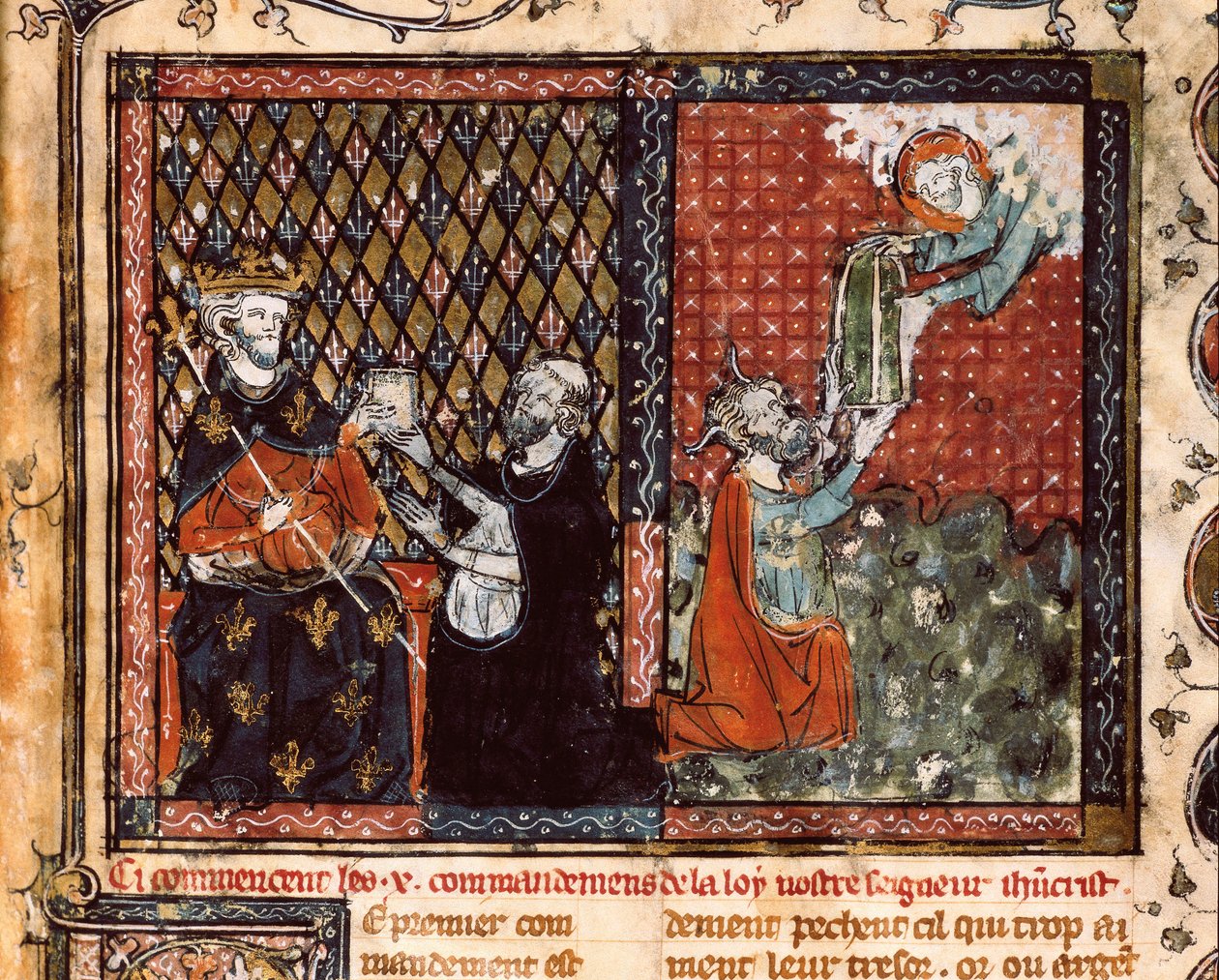 Překladatelský mnich představuje svou knihu francouzskému králi Filipovi III. s názvem Smělý (1270-1285). Miniatura převzatá z Křesťanské nauky od sv. Augustina (?) od Unknown artist