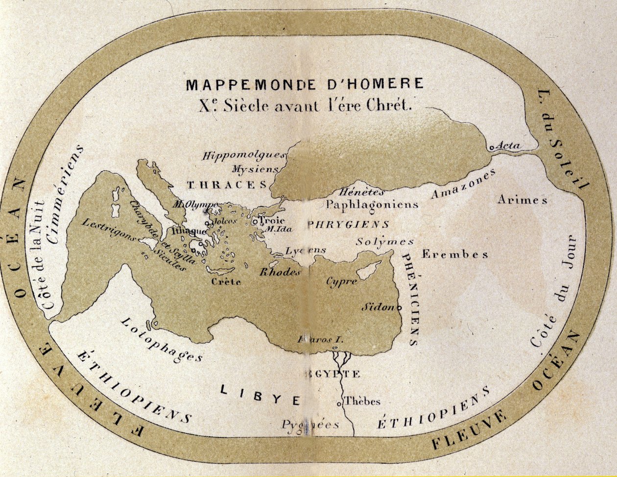 Mapa světa Homera. 9. století před naším letopočtem. od Unknown artist