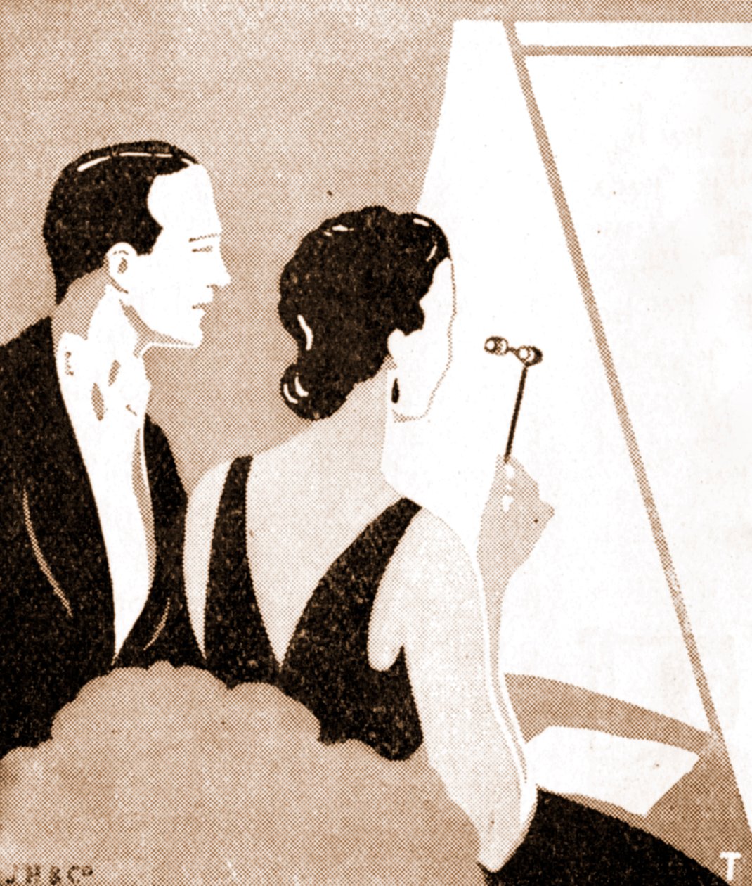 Divadelní publikum-elegantní pár na divadelním představení od Unknown artist