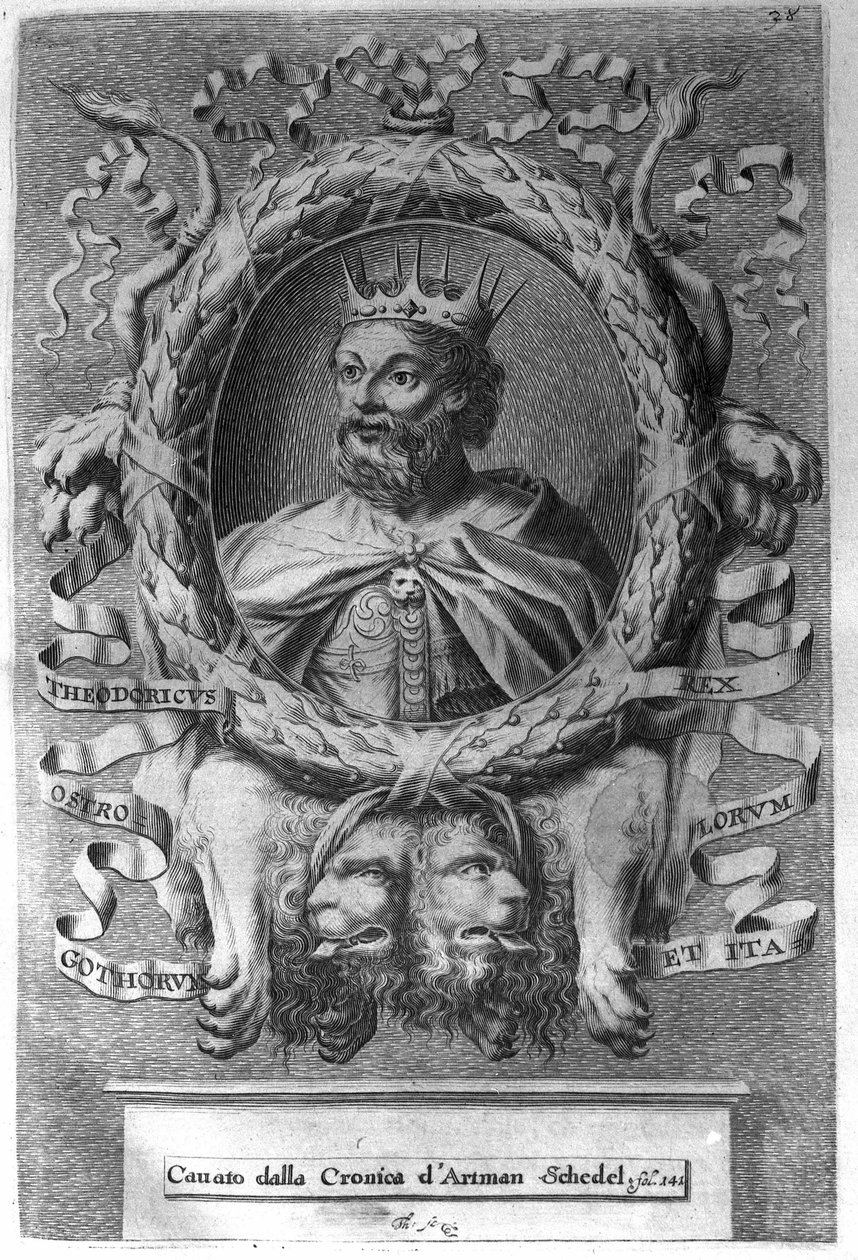 Theodorich I. Veliký (v. 454-526), král Ostrogótů (474-526) a zakladatel Ostrogótského království v Itálii. od Unknown artist