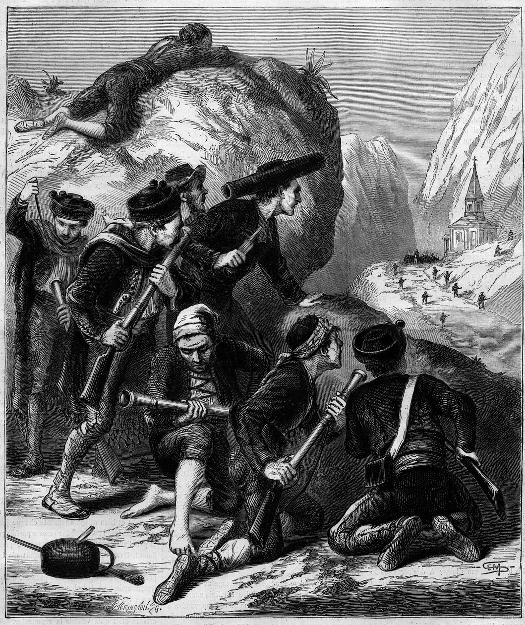 Třetí karlistická válka (1872-1876): karlistická přepadení v Navarře. od Unknown artist