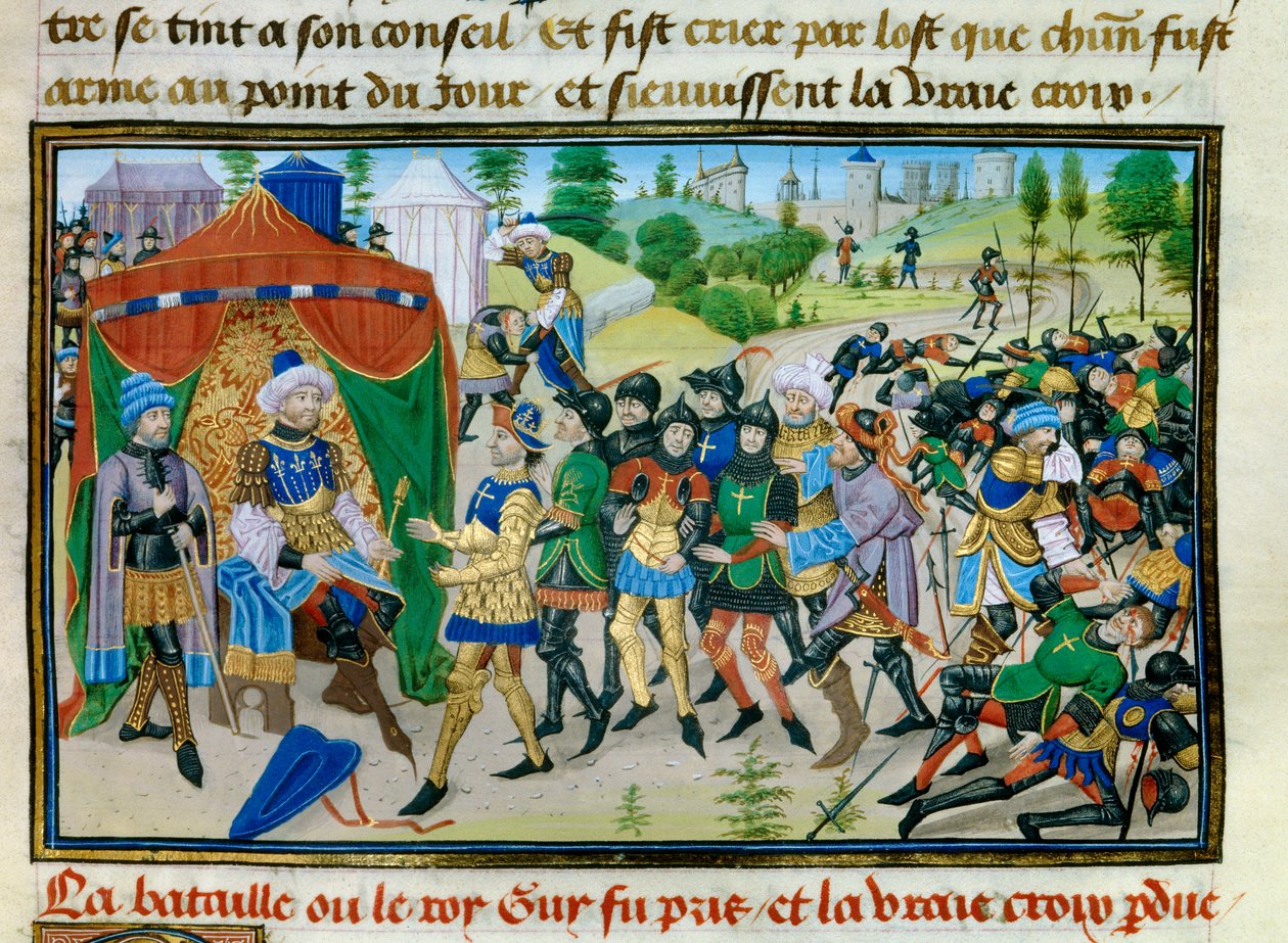 Třetí křížová výprava: Ztráta Pravého kříže během bitvy u Hattinu 4. července 1187, miniatura z „“ Chronicle abregee““ od Davida Auberta, asi 1450 od Unknown artist