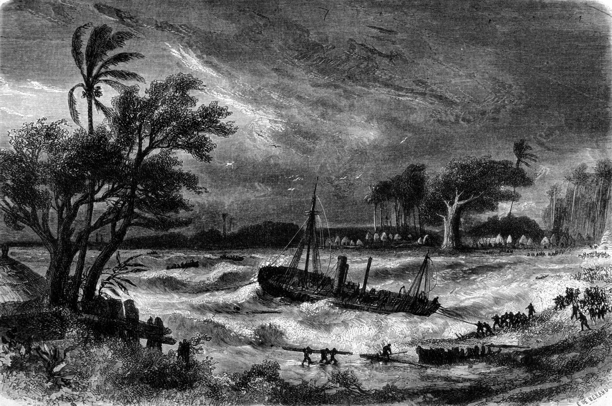 Přílivová vlna v Rufisque (Senegal) v 18. století. od Unknown artist