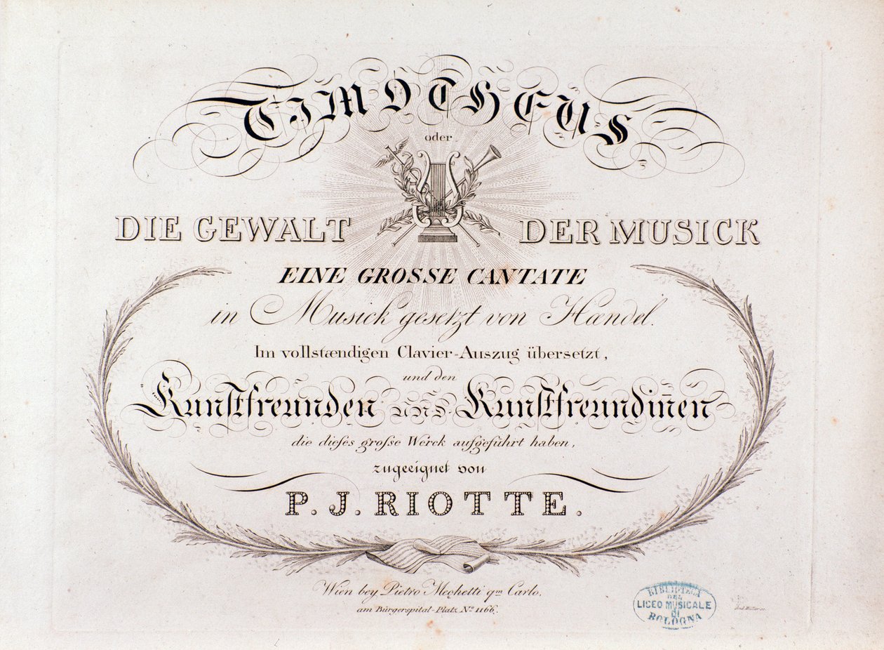 Titulní strana partitury Timothea od GF Händela (1812) od Unknown artist