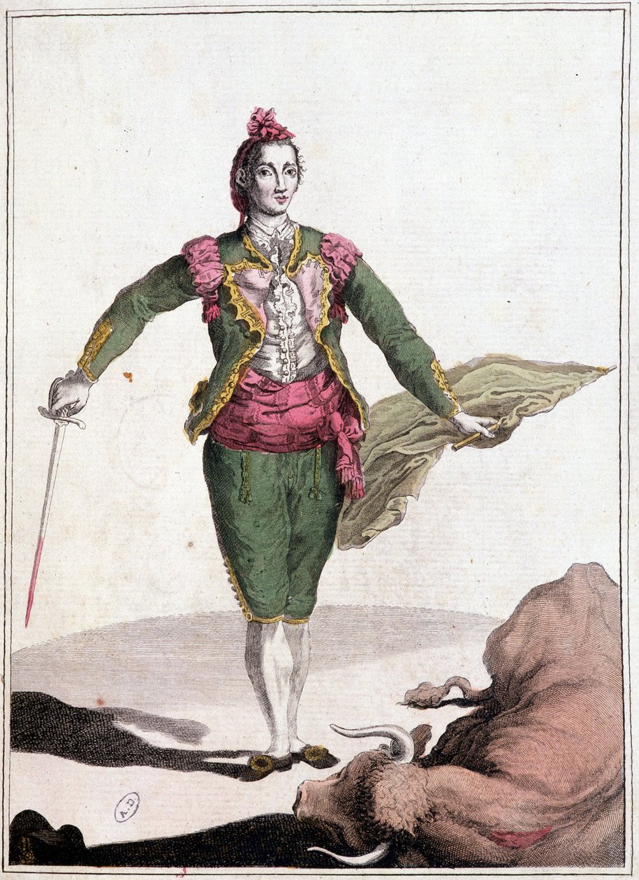 Kostým toreadora, slavný Joaquin Costillares, po svržení býka v roce 1825. od Unknown artist