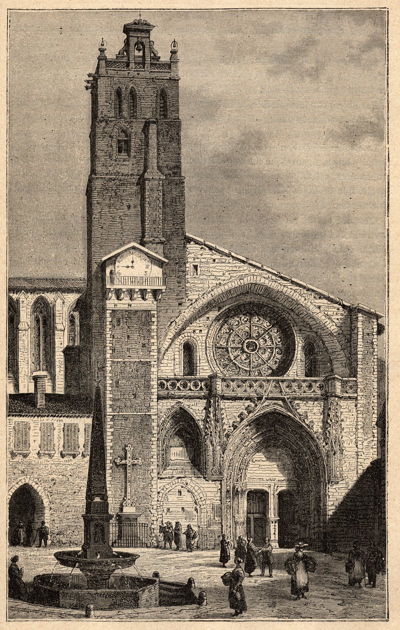 Katedrála v Toulouse - Cathedrale Saint-Etienne de Toulouse - (Saint Etienne) rytina „“ PATRIE“ - PECTUREQUIREQUE POPIS FRANCIE V 6 SVAZTECH LUCIEN HUARD - konec 19. století od Unknown artist