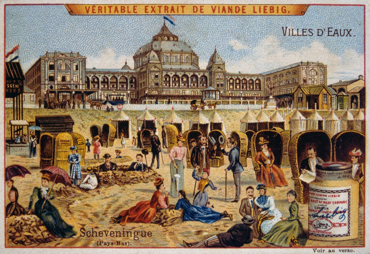 Turisté na pláži v holandském Scheveningenu od Unknown artist